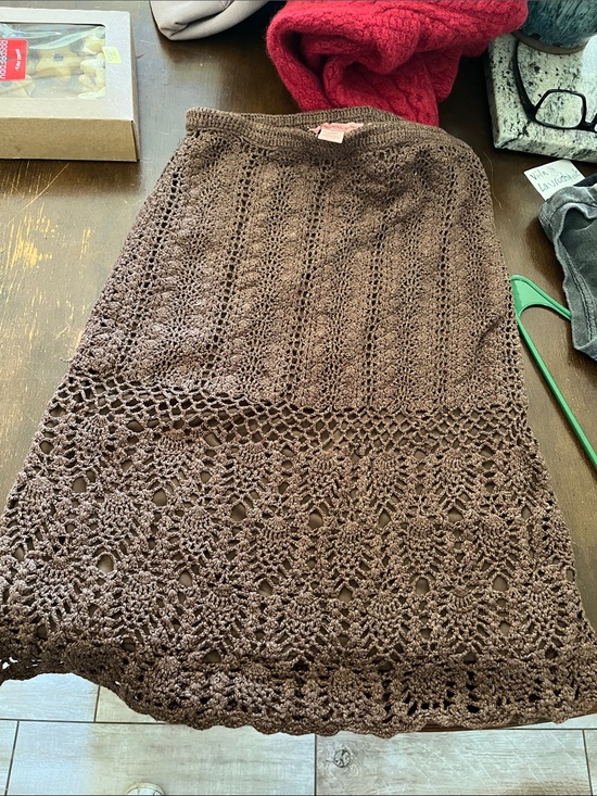 Bandolino Dresses & Skirts - Bandolino Brown Crochet Midi Skirt